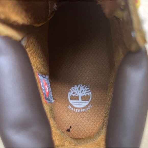 Timberland Premium Youth Brown Nubuck Waterproof Wheat 6" Boots Size 1.5M - Picture 8 of 11